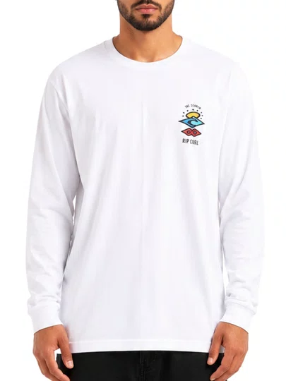 Camiseta Masculina Rip Curl Search Icon Manga Longa Estampada - Branco