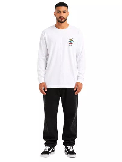 Camiseta Masculina Rip Curl Search Icon Manga Longa Estampada - Branco