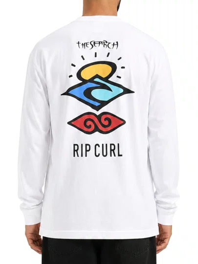 Camiseta Masculina Rip Curl Search Icon Manga Longa Estampada - Branco
