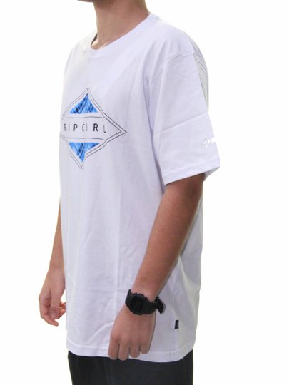 Camiseta Masculina Rip Curl Sender 10M Tee Manga Curta Estampada - Branco