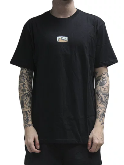 Camiseta Masculina Rusty Color Box Manga Curta Estampada - Preto