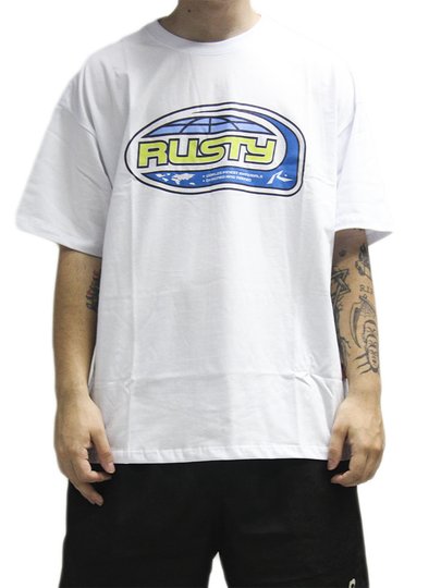 Camiseta Masculina Rusty Outta Here Manga Curta Estampada - Branco