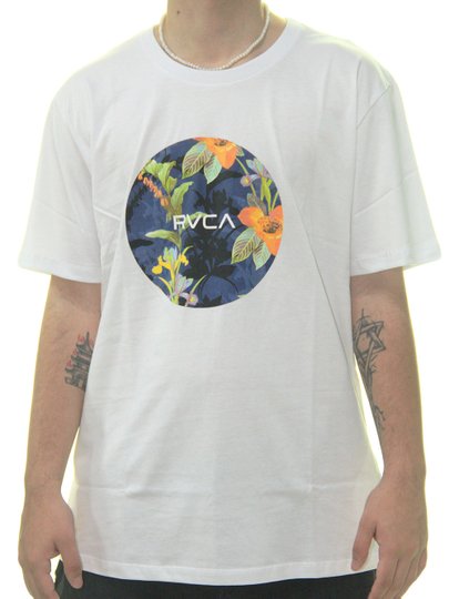 Camiseta Masculina RVCA Anp Motors II Manga Curta Estampada - Branco