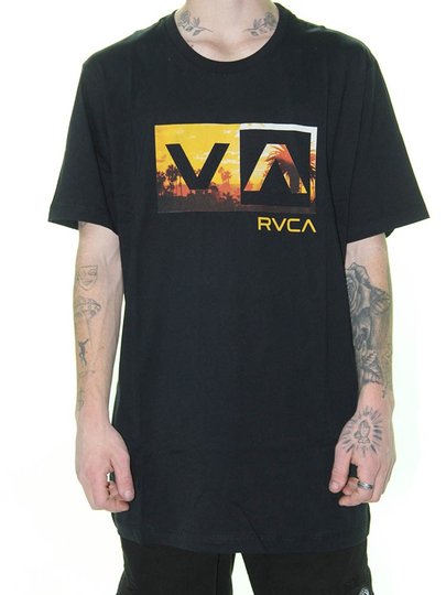 Camiseta Masculina RVCA Balance Box II Manga Curta Estampada - Preto