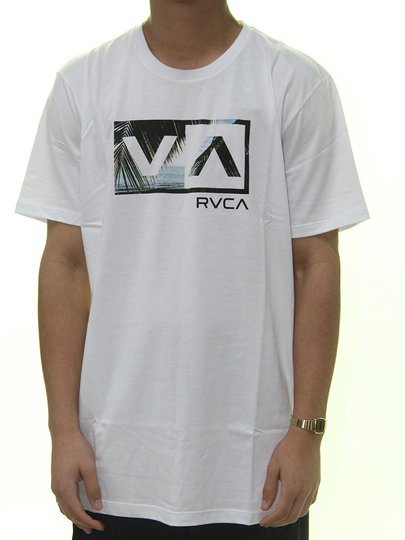 Camiseta Masculina RVCA Balance Box Manga Curta Estampada - Branco
