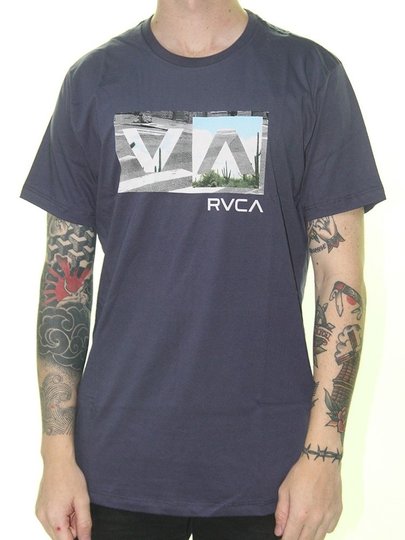 Camiseta Masculina RVCA Balance Box Manga Curta Estampada - Marinho