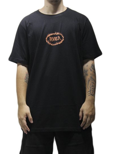 Camiseta Masculina RVCA Firebrand Manga Curta Estampada - Preto