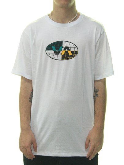 Camiseta Masculina RVCA Global Manga Curta Estampada - Branco