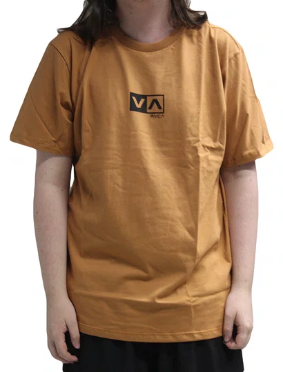 Camiseta Masculina Rvca Mini Balance Box Manga Curta Estampada - Mostarda