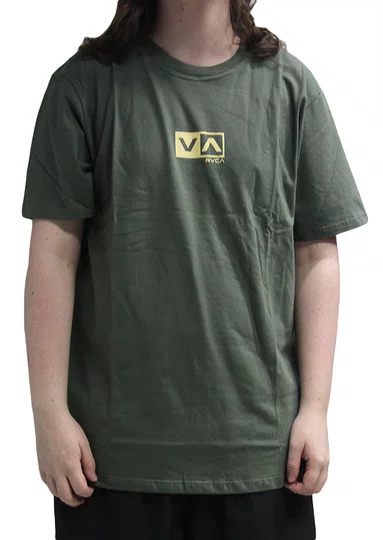Camiseta Masculina Rvca Mini Balance Box Manga Curta Estampada - Verde Escuro