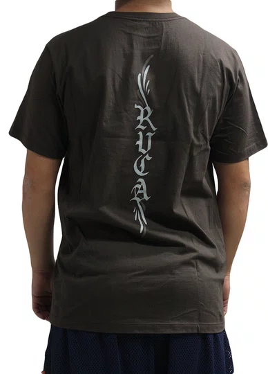 Camiseta Masculina Rvca Retract Manga Curta Estampada - Marrom Escuro