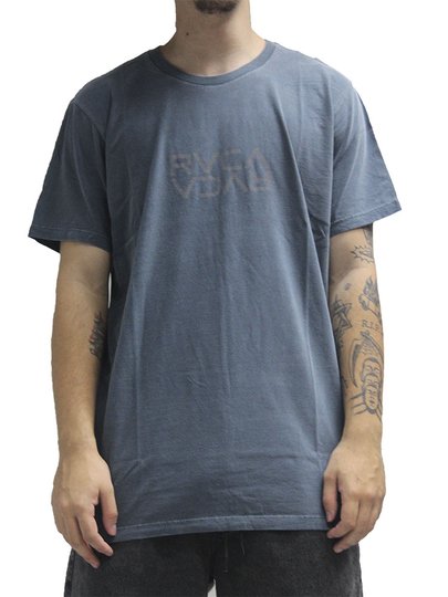 Camiseta Masculina RVCA Two Stack Manga Curta Estampada - Cinza Escuro