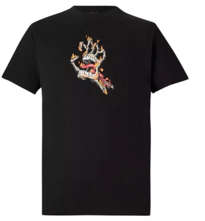 Camiseta Masculina Santa Cruz Burnt Hand Manga Curta Estampada - Preto