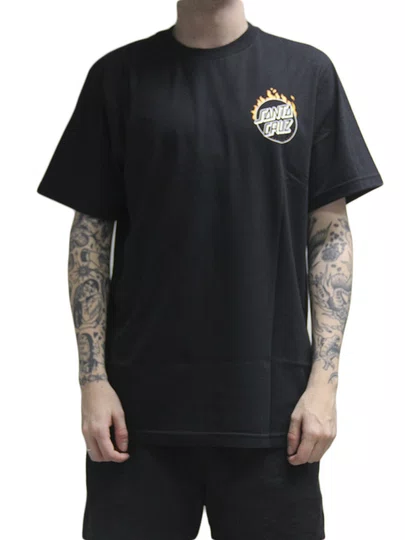 Camiseta Masculina Santa Cruz Burnt Opus Manga Curta Estampada - Preto