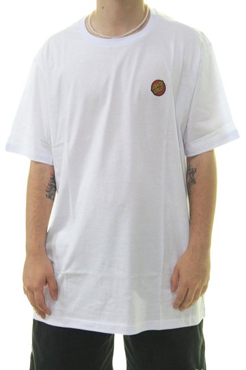 Camiseta Masculina Santa Cruz Classic Dot Chest Manga Curta Estampada - Branco
