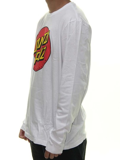 Camiseta Masculina Santa Cruz Classic Dot Manga Longa Estampada - Branco