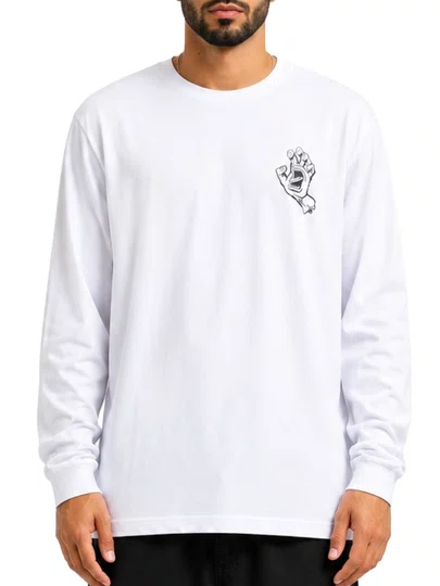 Camiseta Masculina Santa Cruz Classic Dot Manga Longa Estampada - Branco