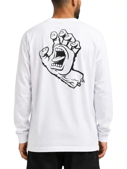 Camiseta Masculina Santa Cruz Classic Dot Manga Longa Estampada - Branco