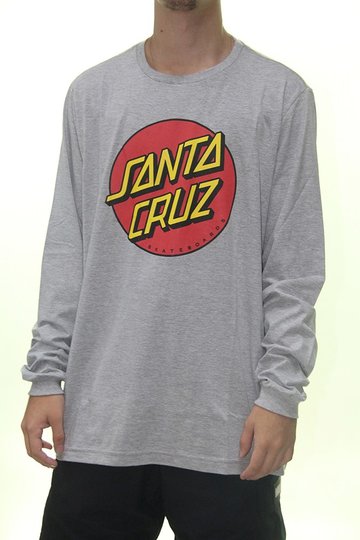 Camiseta Masculina Santa Cruz Classic Dot Manga Longa Estampada - Cinza Mescla