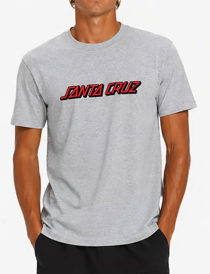 Camiseta Masculina Santa Cruz Classic STR Manga Curta Estampada - Cinza Mesclado