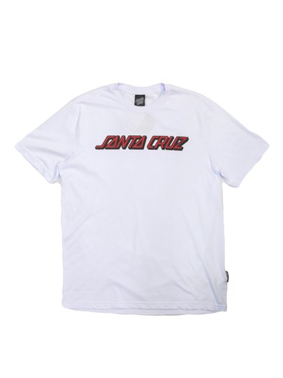 Camiseta Masculina Santa Cruz Classic Strip Manga Curta Estampada - Branco