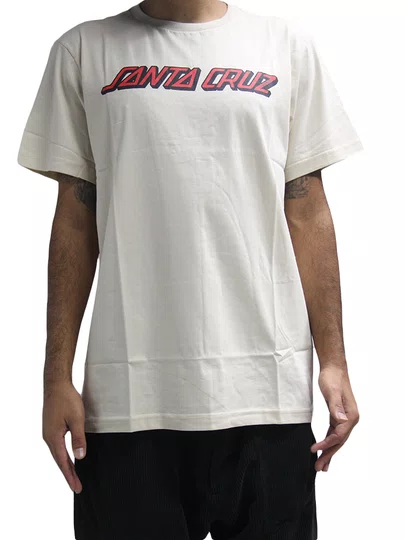 Camiseta Masculina Santa Cruz Classic Strip Manga Curta Estampada - Khaki