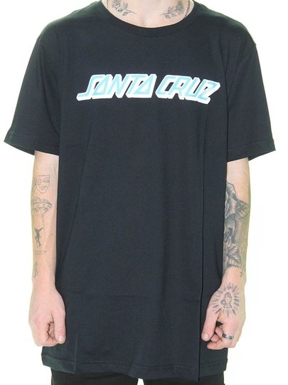 Camiseta Masculina Santa Cruz Classic Strip Manga Curta Estampada - Preto