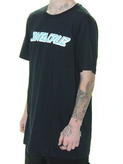 Camiseta Masculina Santa Cruz Classic Strip Manga Curta Estampada - Preto