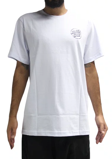 Camiseta Masculina Santa Cruz Cut Opus Manga Curta Estampada - Branco