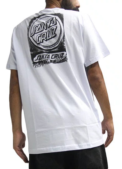 Camiseta Masculina Santa Cruz Cut Opus Manga Curta Estampada - Branco