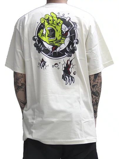 Camiseta Masculina Santa Cruz Especial Manga Curta Estampada - Off White