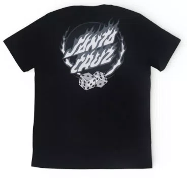 Camiseta Masculina Santa Cruz Flame Dot Manga Curta Estampada - Preto