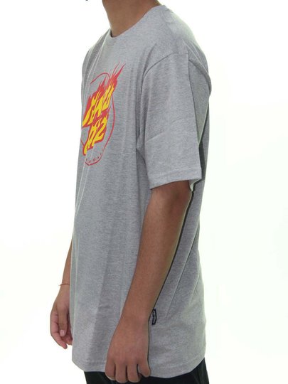 Camiseta Masculina Santa Cruz Flaming Manga Curta Estampado - Cinza Mesclado