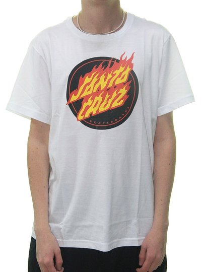 Camiseta Masculina Santa Cruz Flaming Dot Manga Curta Estampada - Branco
