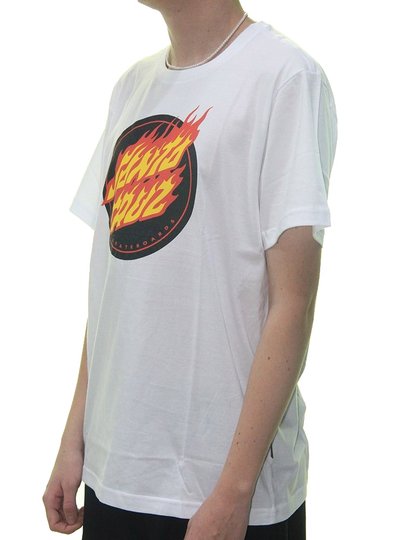 Camiseta Masculina Santa Cruz Flaming Dot Manga Curta Estampada - Branco