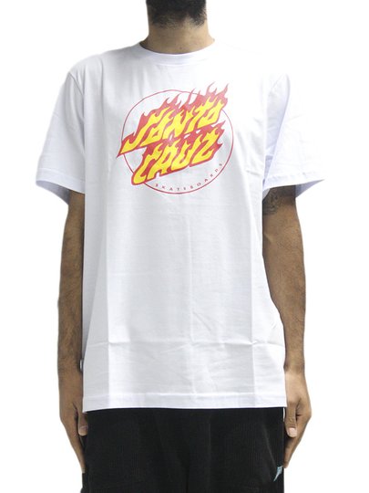 Camiseta Masculina Santa Cruz Flaming Dot Manga Curta Estampada - Branco