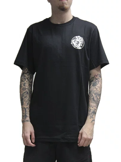 Camiseta Masculina Santa Cruz Hand Dot Manga Curta Estampada - Preto