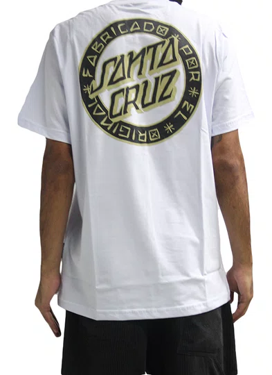 Camiseta Masculina Santa Cruz Loco Dot Manga Curta Estampada - Branco
