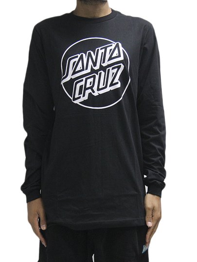 Camiseta Masculina Santa Cruz Manga Longa Estampada - Preto