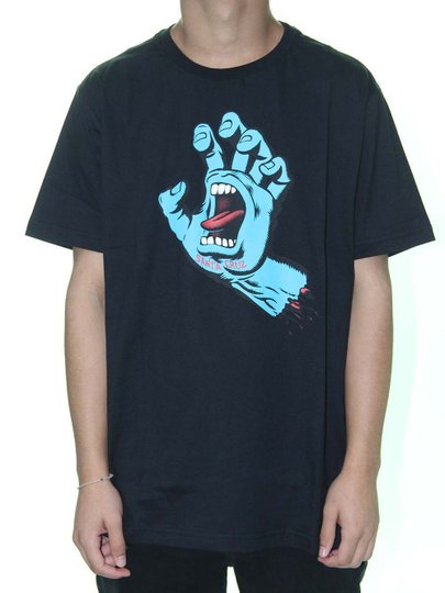 Camiseta Masculina Santa Cruz Screaming Hand Manga Curta Estampada - Preto