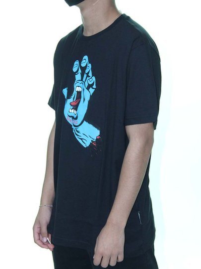 Camiseta Masculina Santa Cruz Screaming Hand Manga Curta Estampada - Preto