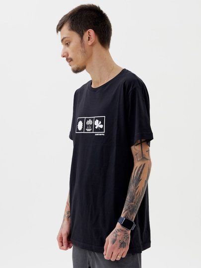 Camiseta Masculina Santo Swell Fit Nature Manga Curta Estampada - Preto