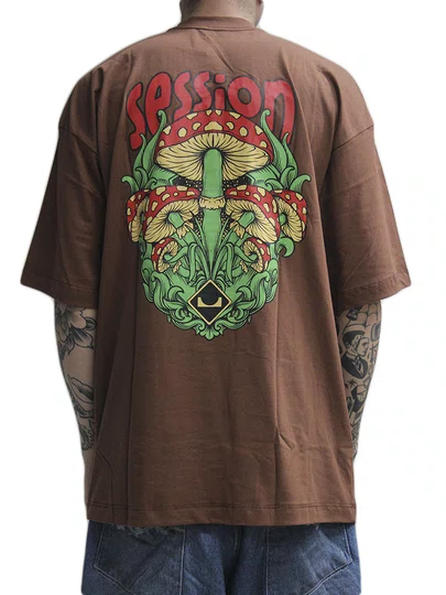 Camiseta Masculina Session Cogu Manga Curta Estampada - Marrom