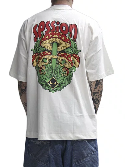 Camiseta Masculina Session Cogu Manga Curta Estampada - Off White