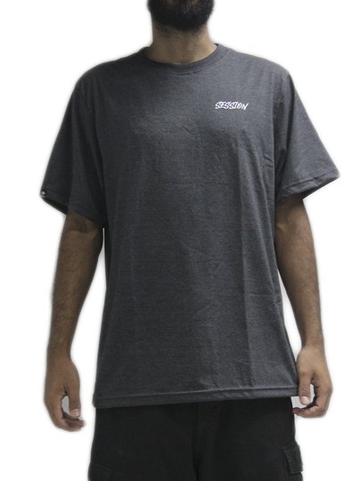 Camiseta Masculina Session Costela Manga Curta Estampada - Chumbo