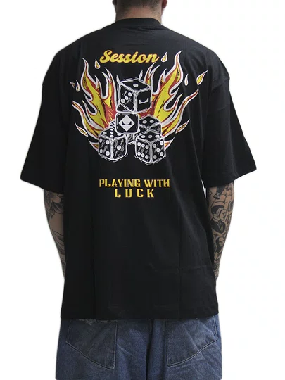 Camiseta Masculina Session Dice Manga Curta Estampada - Preto