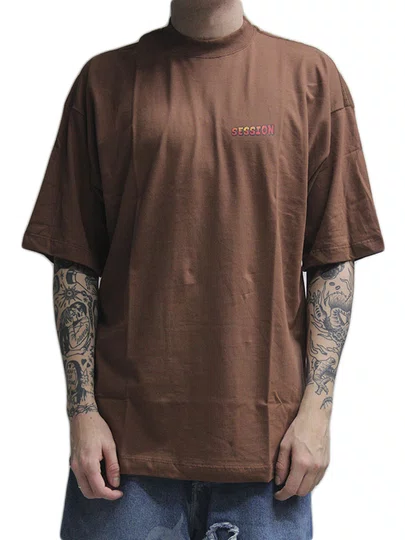 Camiseta Masculina Session Guns Manga Curta Estampada - Marrom