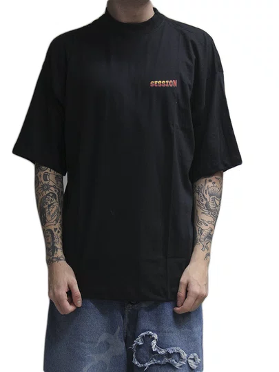 Camiseta Masculina Session Guns Manga Curta Estampada - Preto