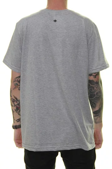 Camiseta Masculina Session Loguinho Discreto Manga Curta Estampada Gola Careca - Cinza Mesclado
