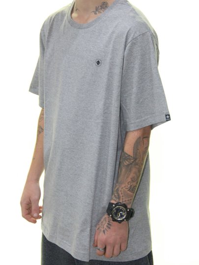 Camiseta Masculina Session Mini Logo Manga Curta - Cinza/Mescla